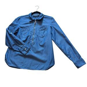 Tommy Hilfiger Denim Jean Chambray 1/4 Quarter Zip Shirt Blouse